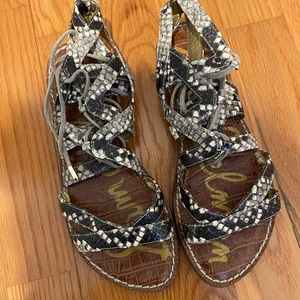 Sam Edelman Gemma Snakeskin Sandal; size 5.5